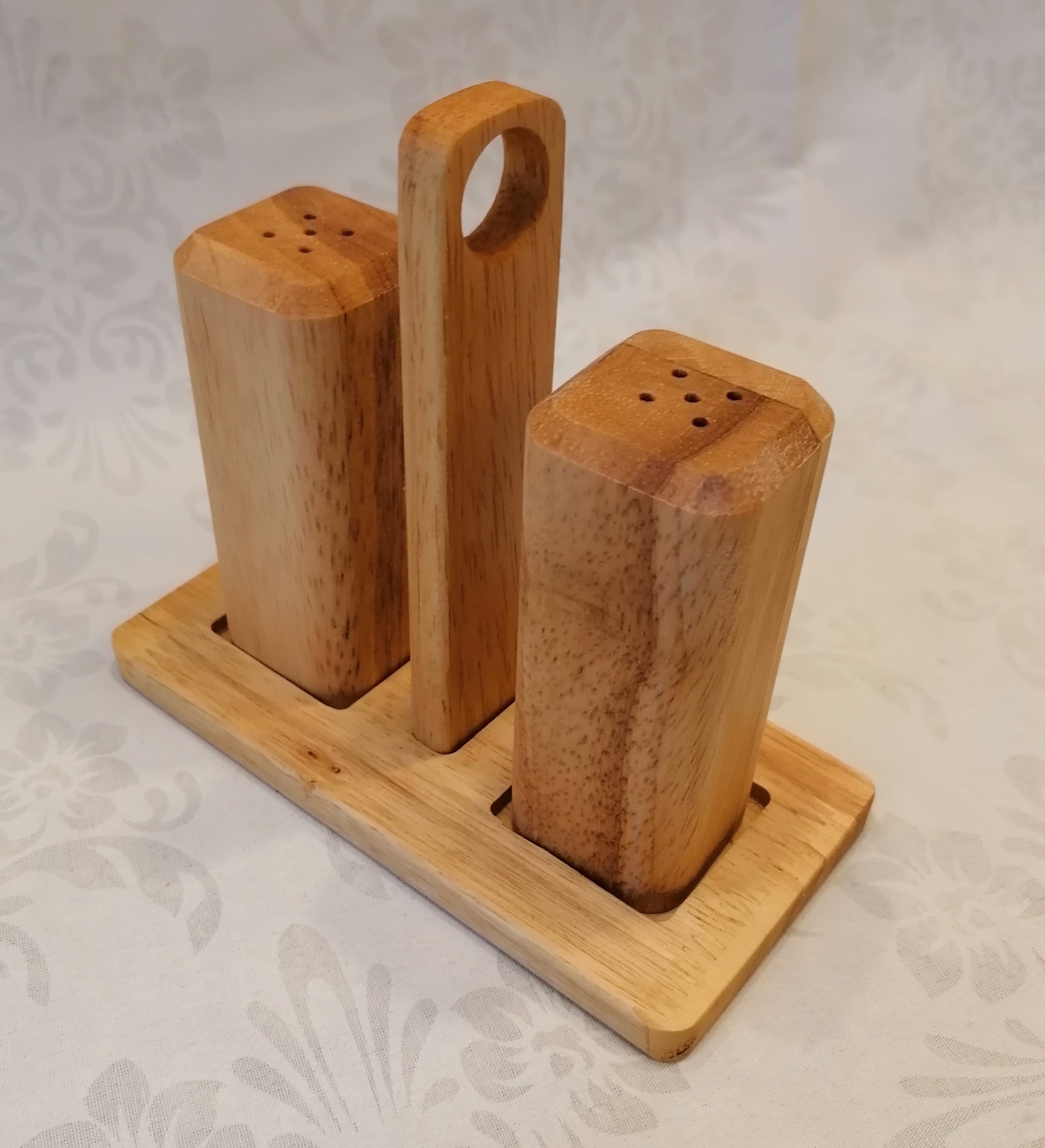 نمکدان چوبی 10cm با پایه چوبی