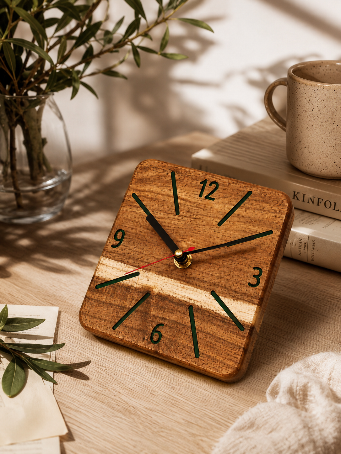 ساعت رومیزی چوب و رزین ماکسیم _مدل square